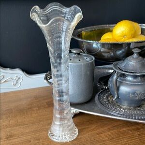Ripple Design Clear Glass Bud Vase